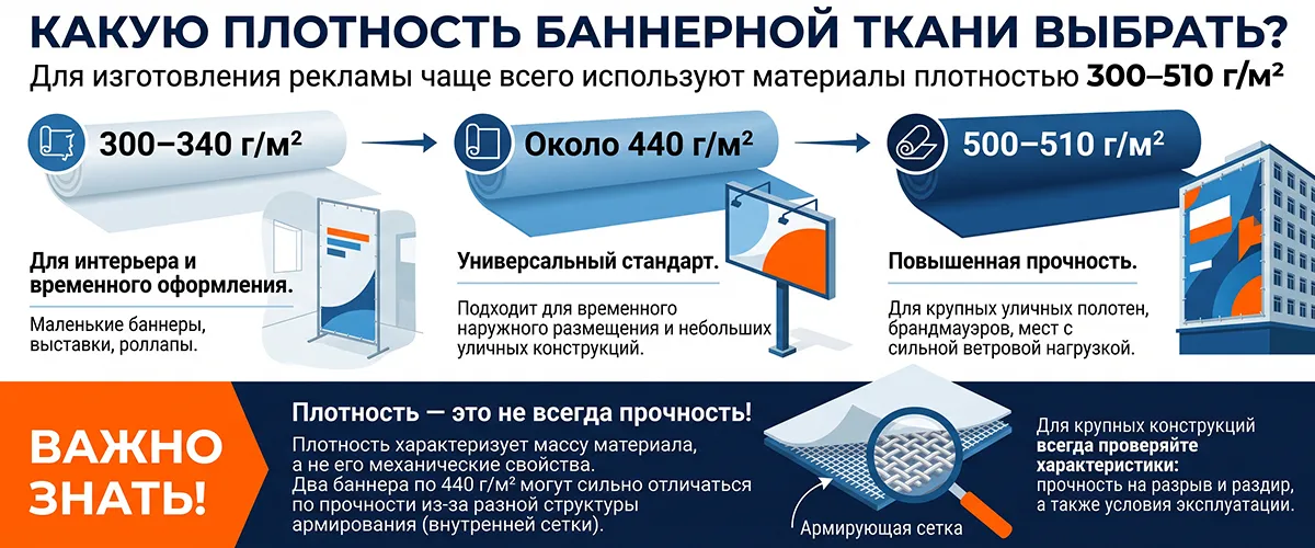 Какую плотность баннерной ткани выбрать | АВТОРГРУПП