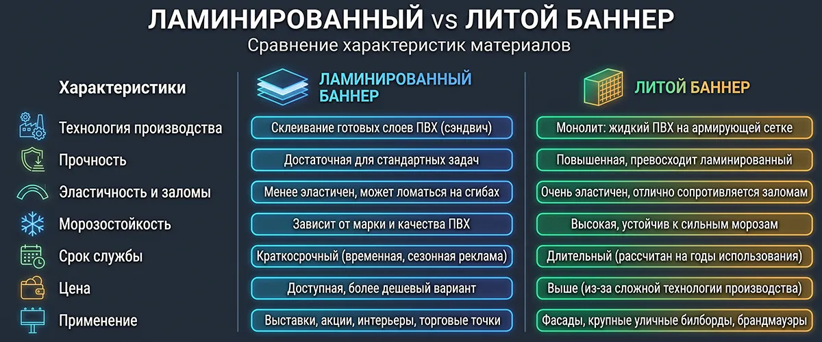 Сравнение ламинированного и литого баннера | АВТОРГРУПП
